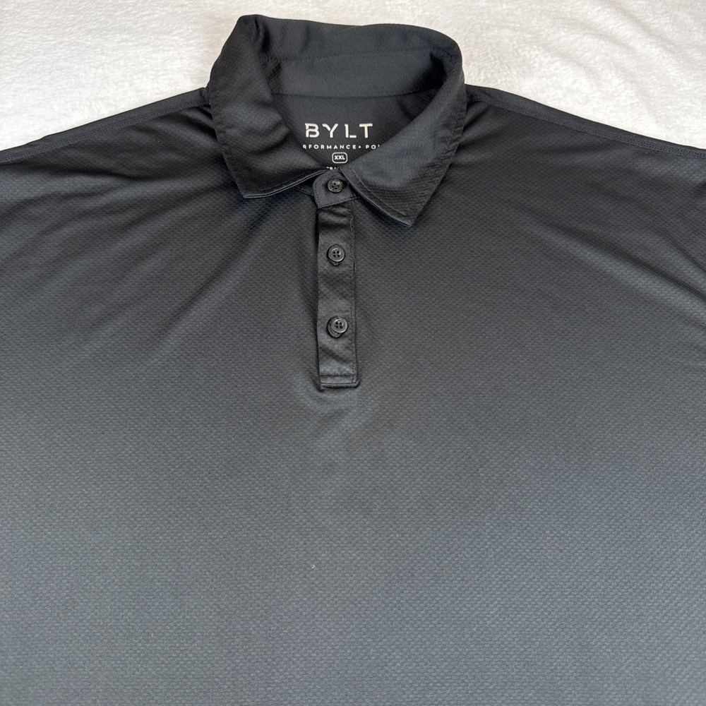 Bylt Shirt Mens XXL Black Long Sleeve Performance Polo Premium Sports Casual